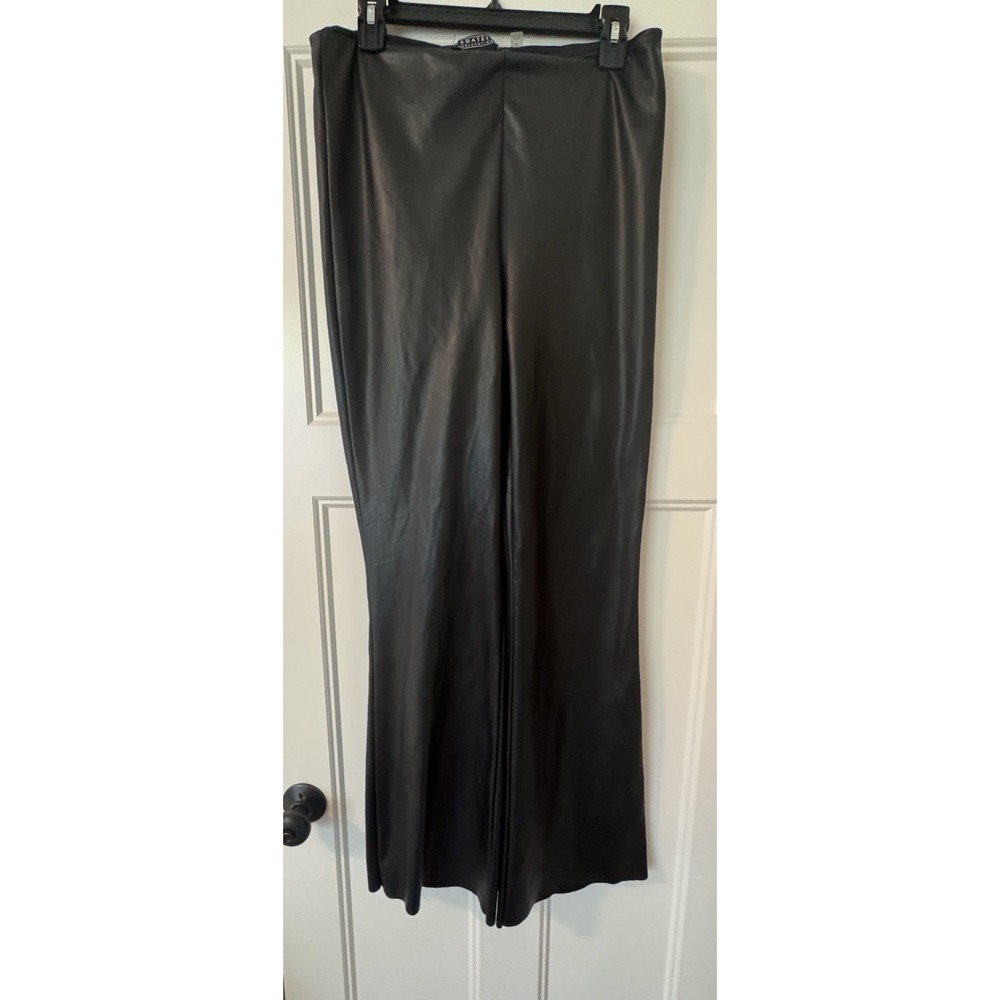 Bagatelle Pants Womens Black Leather‎ Flare Leg 90s Moto Retro Vintage